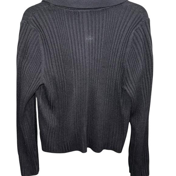 Halogen Women's Black Ribbed Button-Up Sweater Size Large - Picture 2 of 5